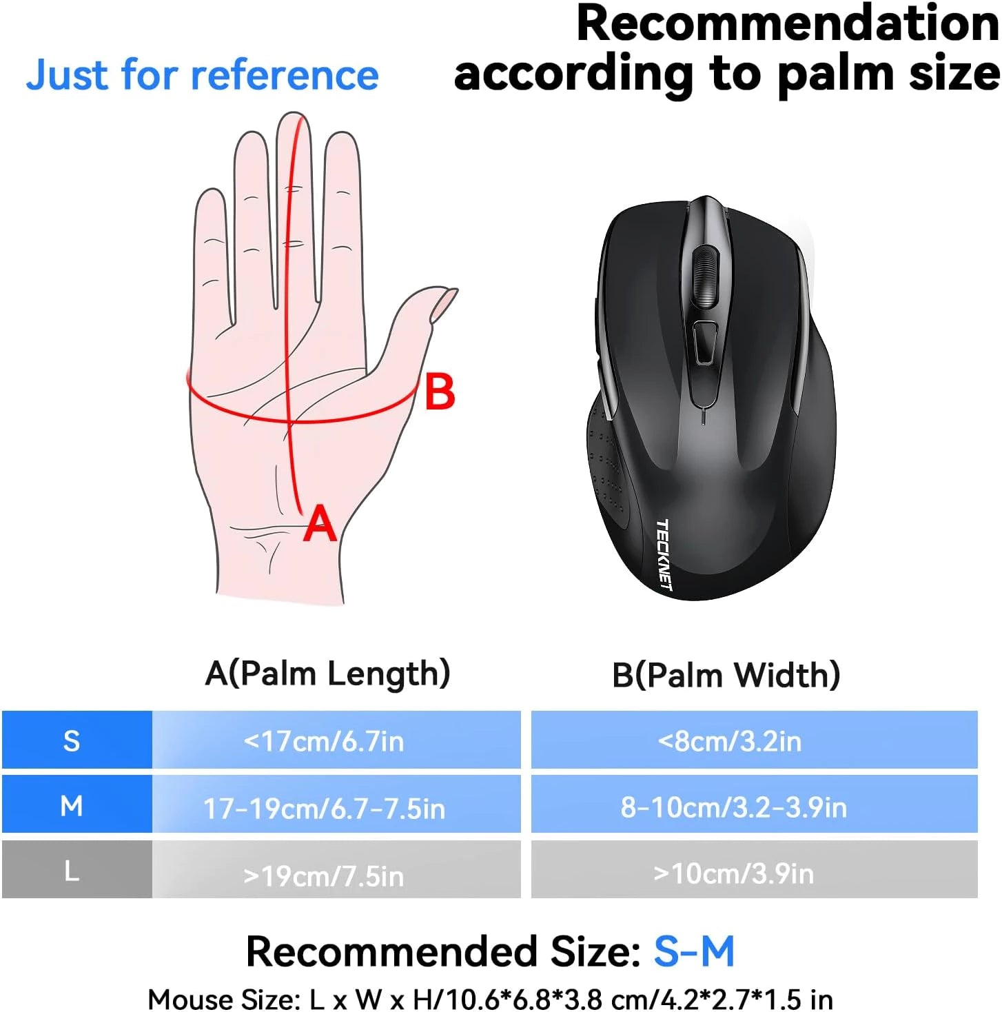 TECKNET Classic Tri-Mode Wireless Silent Mouse MS307