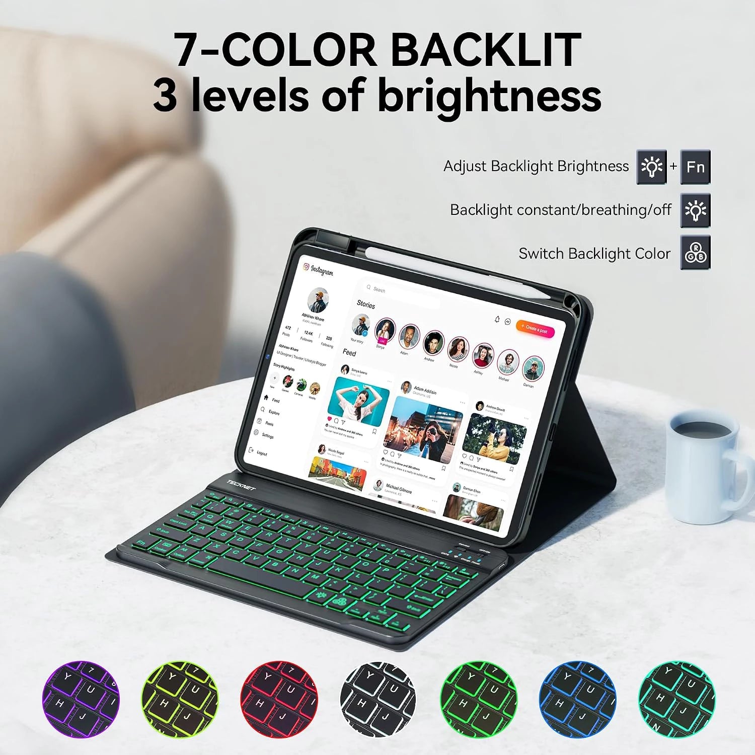 TECKNET for iPad A16 11th/10th Generation Case with Keyboard TK-KB039