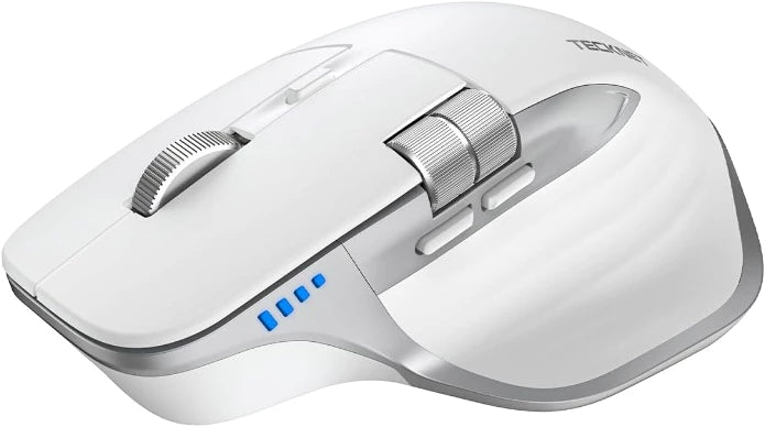 TECKNET Ergo Tri‑Mode Silent White Mouse 4800 DPI MS029 3‑Device Multi‑Mode Switch Precision Metal Scroll Wheel Horizontal Side Scroll Rechargeable Quiet‑Click Ergonomic Mouse
