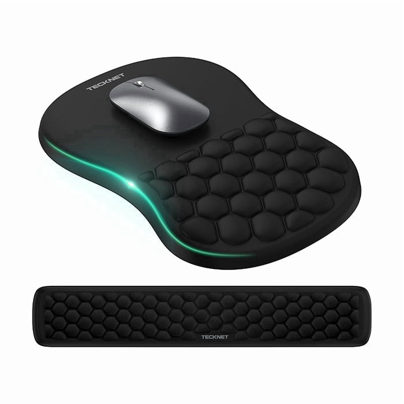 TECKNET BASICS Ergonomic Mouse Pad with Wrist Rest, Keyboard Pad & Wrist Support, Massage Design Relieves Carpal Tunnel, for Computer & Laptop, Black