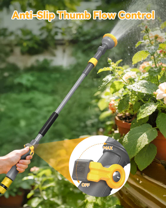 VOXON Telescopic Watering Wand, 29–43", 10 Patterns, 180° Swivel Head, Thumb Control
