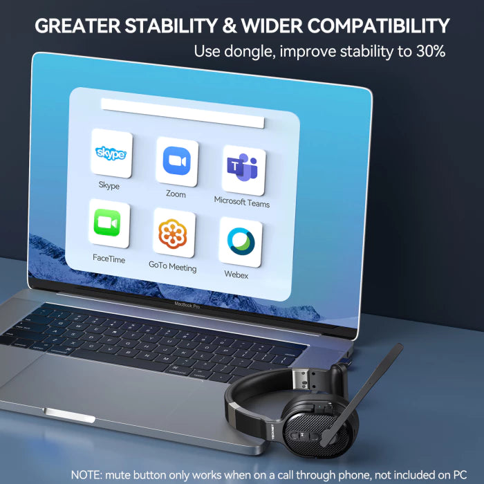 TECKNET Single and Dual Ear Bluetooth Trucker Headset