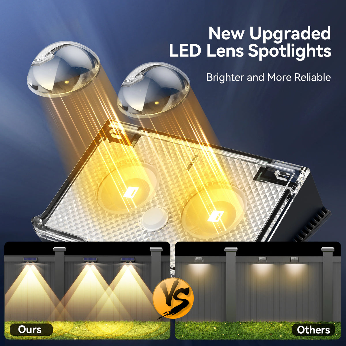 TECKNET Solar Fence Lights Outdoor 8 Pack