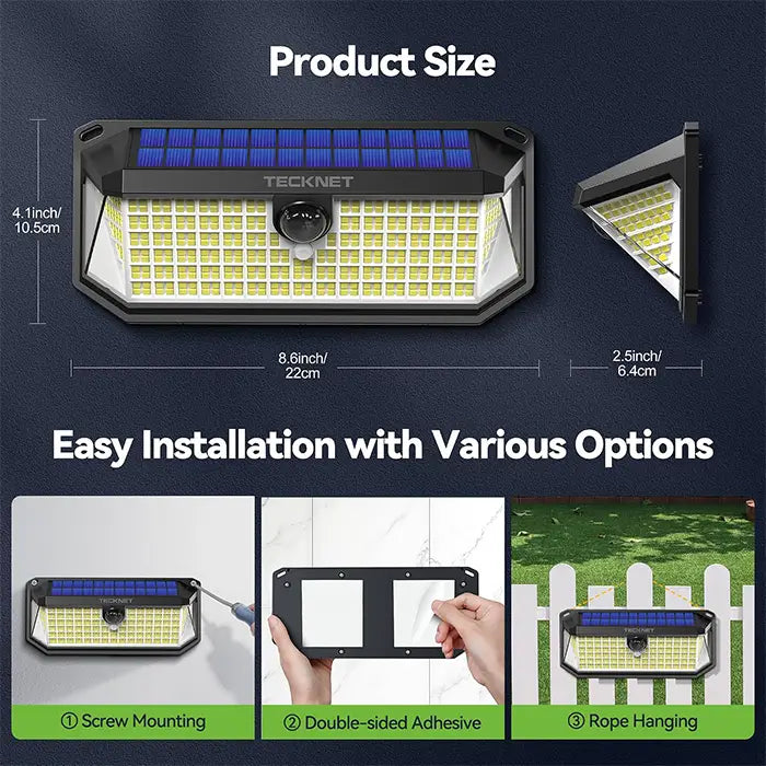 TECKNET 416 LED Solar Lights Outdoor Motion Sensor Waterproof 4200lm