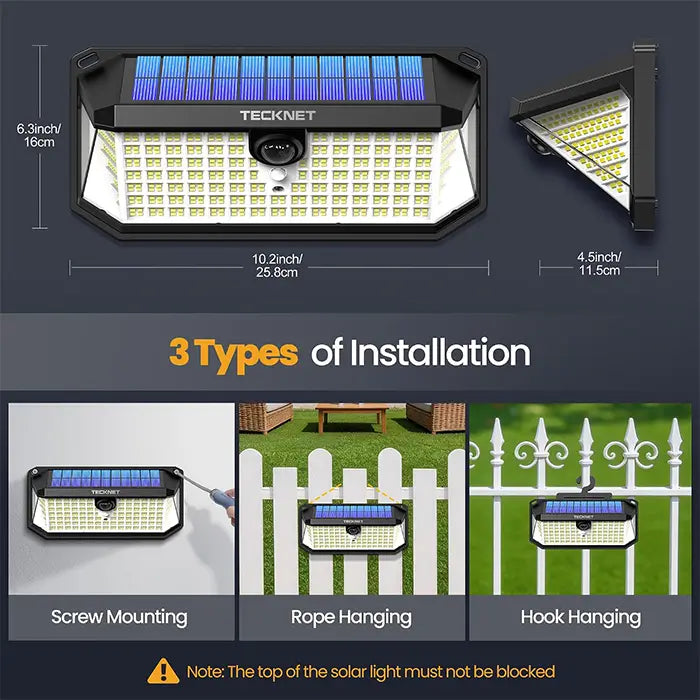 TECKNET 546 LED Motion Sensor Outdoor Lights with Remote Control Hook