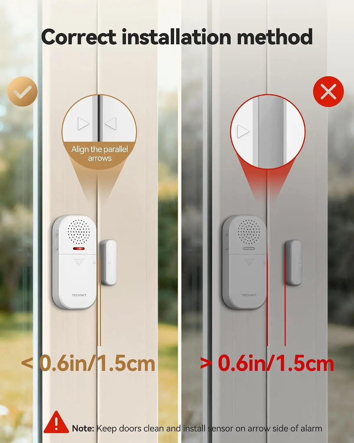 TECKNET Door/Window Alarm Sensor with Remote - Guardian for Home