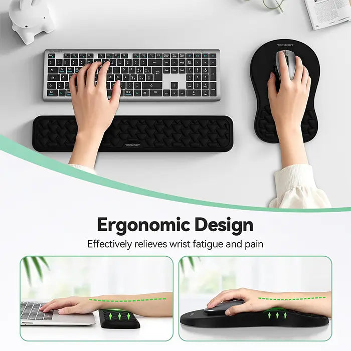 TECKNET Keyboard Wrist Rest and Mouse Pad 2 in 1 Set with Wrist Support