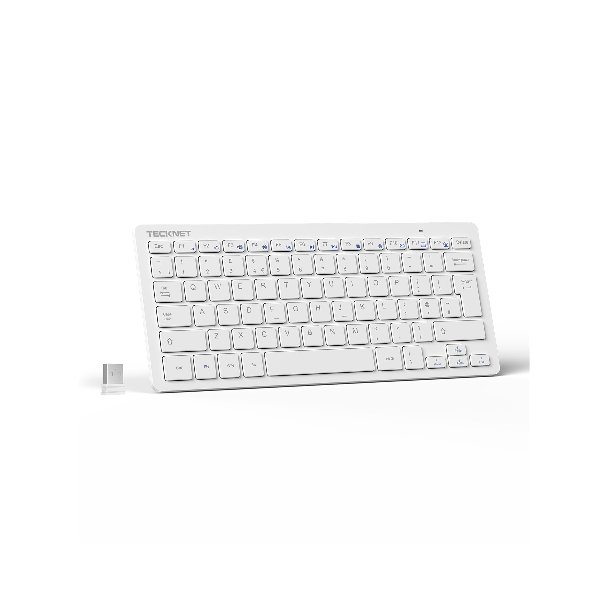 TECKNET BASICS 2.4G Wireless Keyboard, Ultra Slim Compact Computer Keyboard with Media Hotkeys, Silent Small USB Keyboard for Laptop PC Desktop Smart TV Notebook Chromebook-Silver