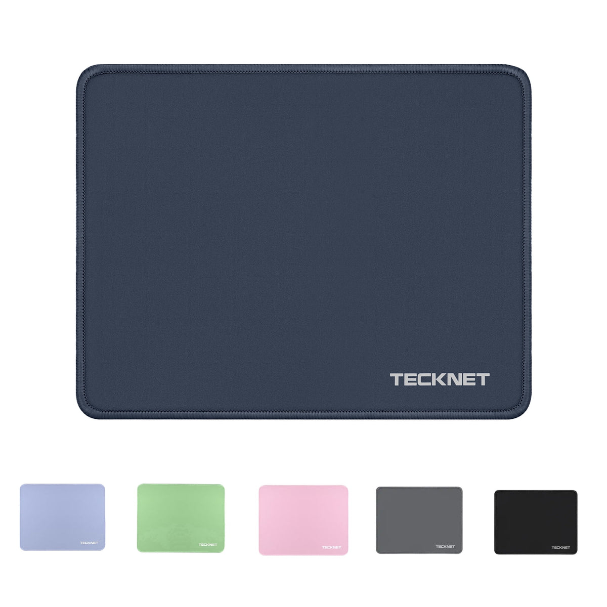 TECKNET Mouse Pad with Anti-fray Stitching, Waterproof Non-Slip Base, Stitched Edges Gaming Mouse Mat for Laptop, Compatible with Laser/Optical Mice - Blue
