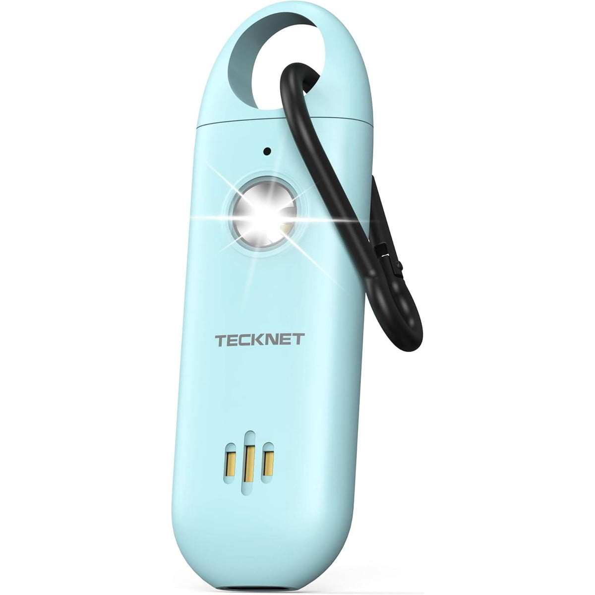 TECKNET BASICS Personal Safety Alarm, 130dB Rechargeable Keychain with Strobe Light & Low Battery Alert for Women, Men, Kids, Seniors - Blue