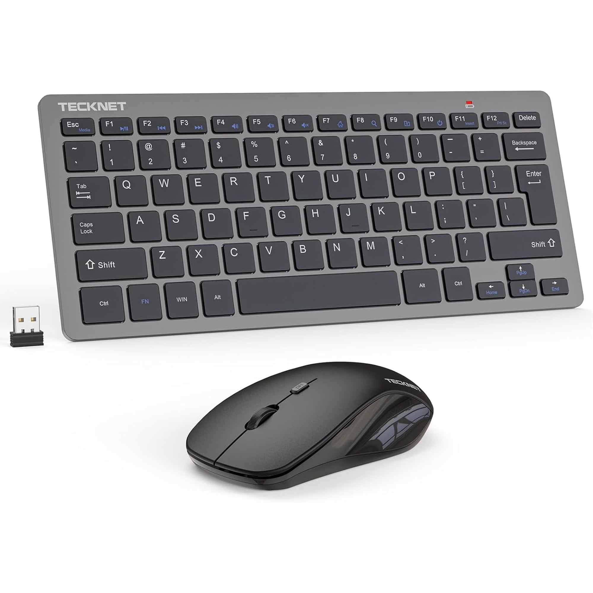 TECKNET BASICS Wireless Keyboard & Mouse Combo, 2.4GHz Mini Set, Silent 1600 DPI Adjustable, Quiet Click Lag-Free for PC/Laptop/Mac/Chrome OS (GS)