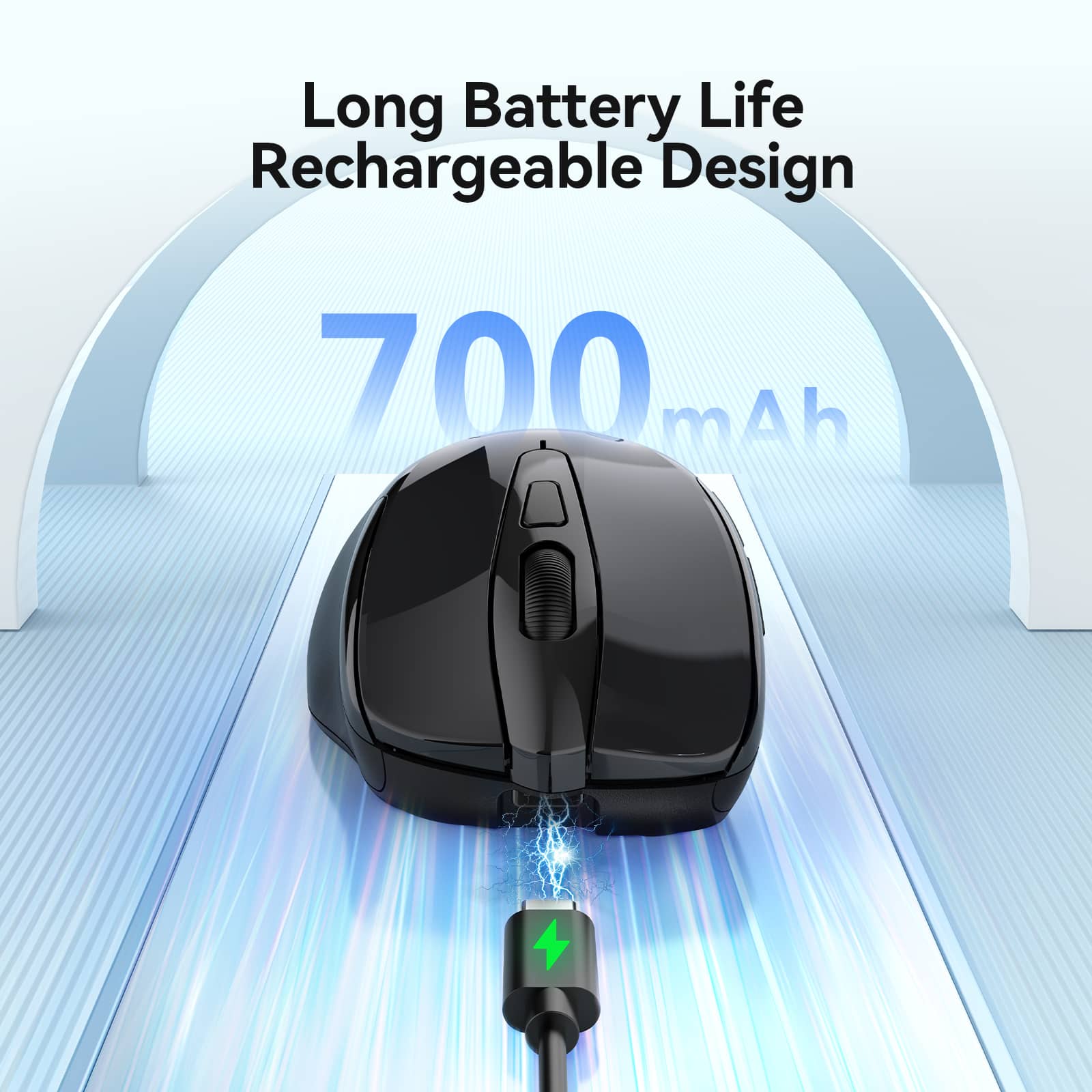 TECKNET Rechargeable Jiggler Wireless Mouse (BT5.0/3.0 & 2.4G) 4800 DPI Silent USB A & Bluetooth Mouse 6 Buttons