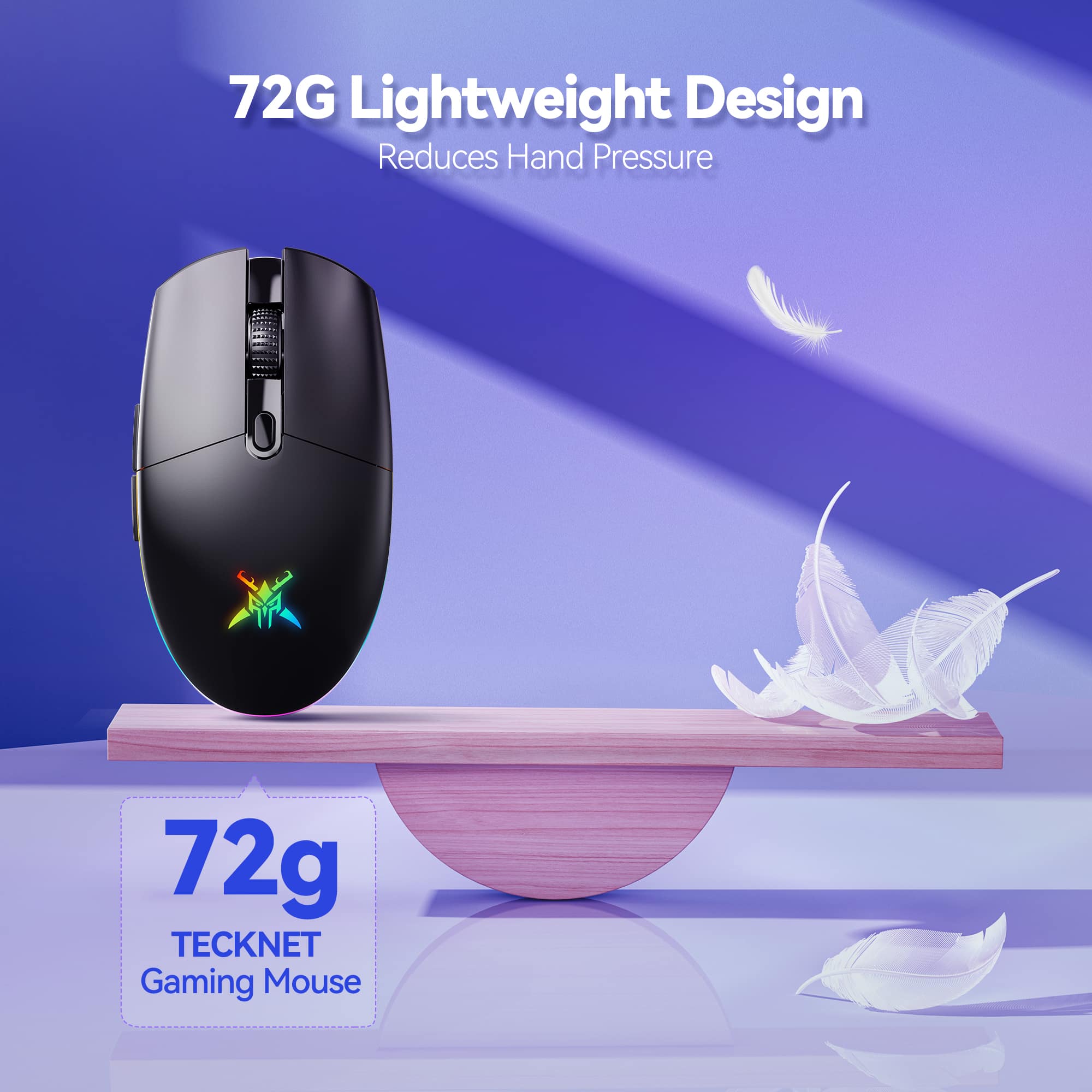 TECKNET Wireless Gaming Mouse with 8000 DPI & 6 Programmable Buttons