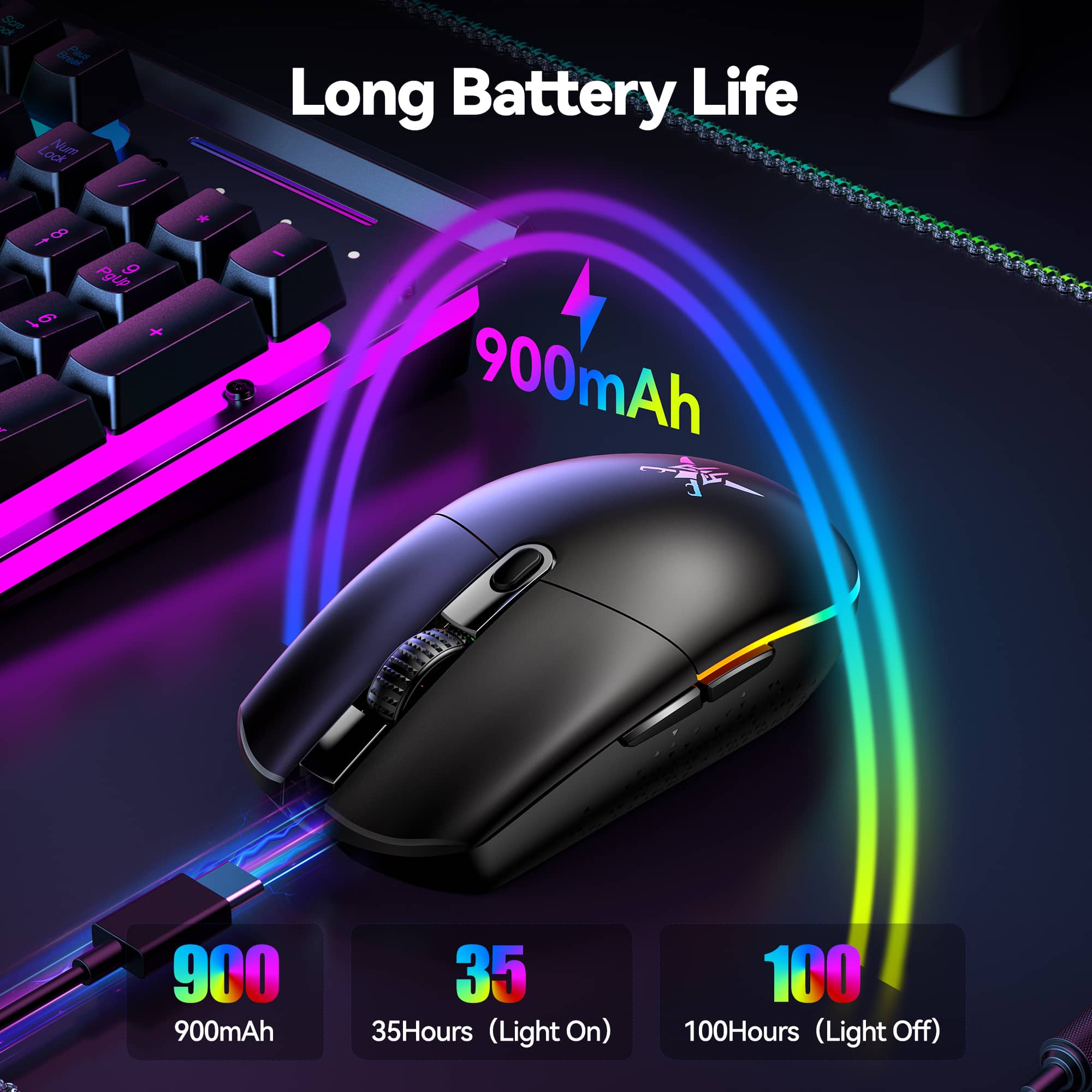 TECKNET Wireless Gaming Mouse with 8000 DPI & 6 Programmable Buttons