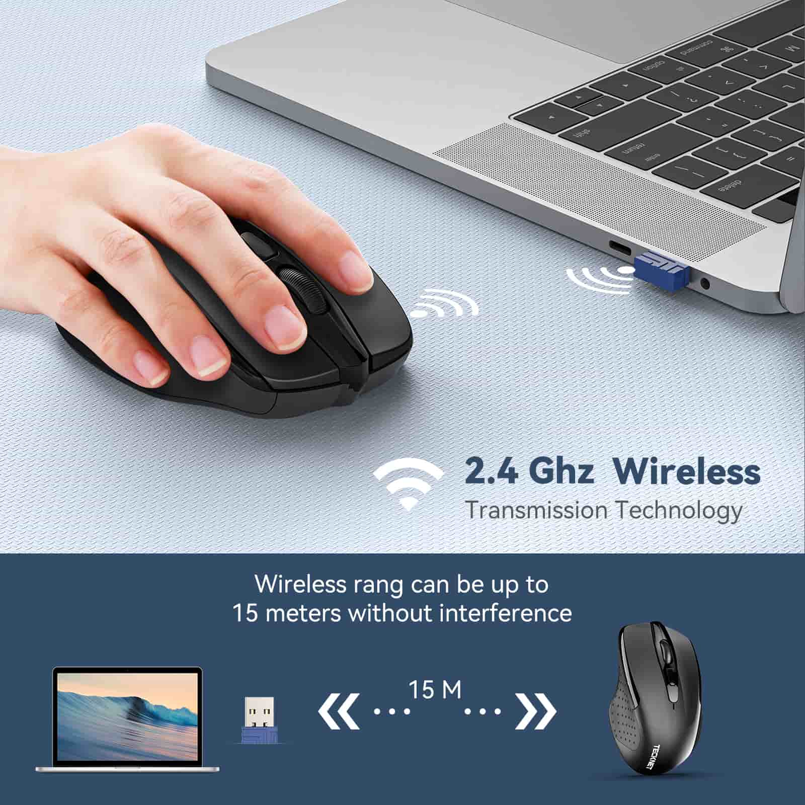 TECKNET 2.4G Wireless Silent Mouse 4000 DPI