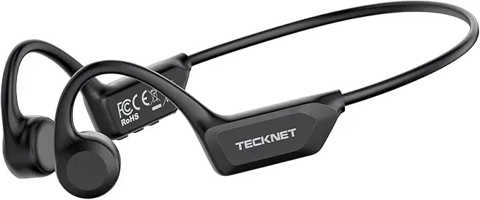 TECKNET Bone Conduction Bluetooth 6.0 Open Ear Wireless Headphones, 10H Playtime, IPX5 Waterproof, Built-in Mic, Comfortable Fit for Running & Workout - Black
