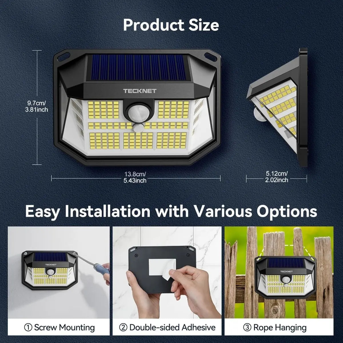 TECKNET Outdoor Waterproof Solar Light With 231 LED