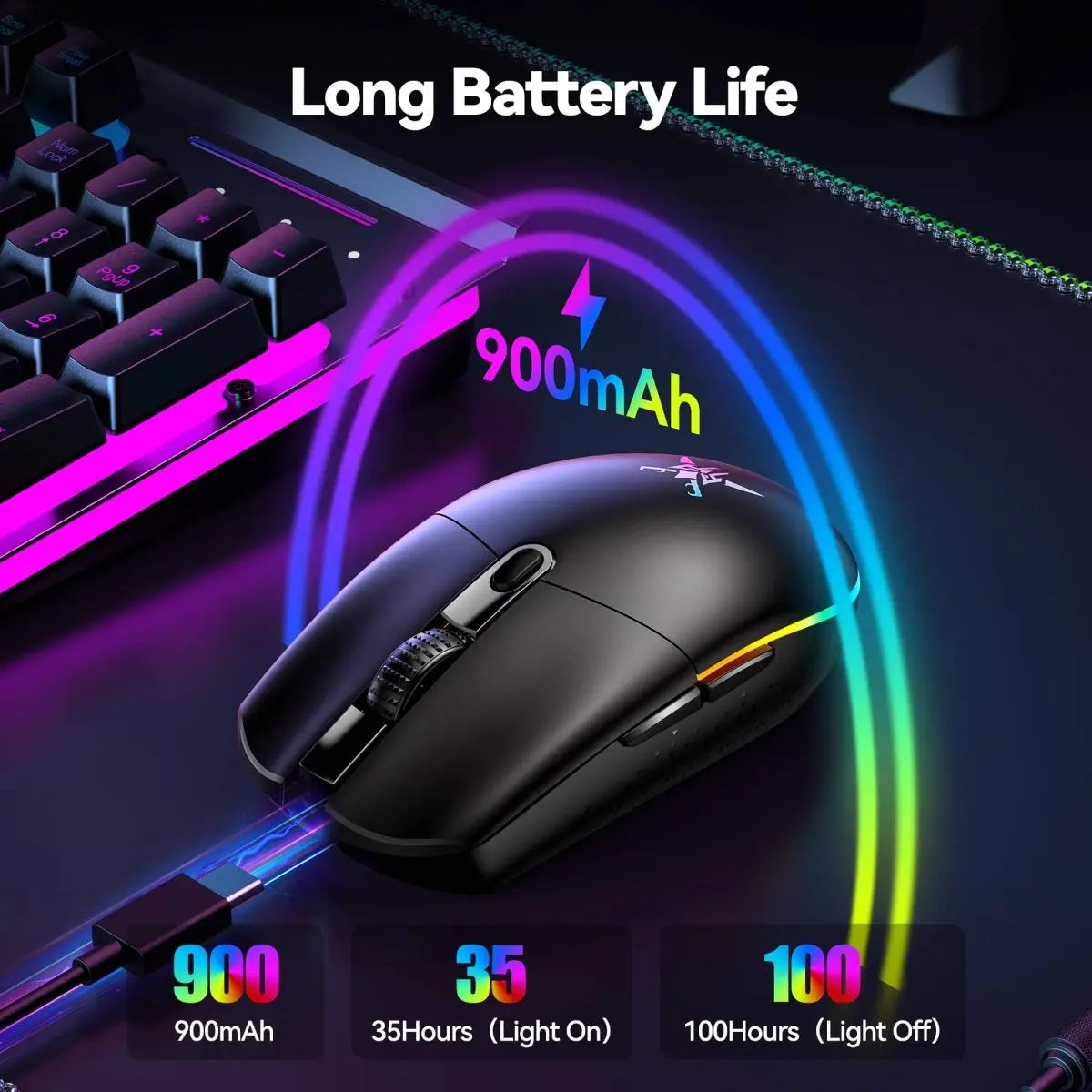 TECKNET Wireless Gaming Mouse with 8000 DPI & 6 Programmable Buttons