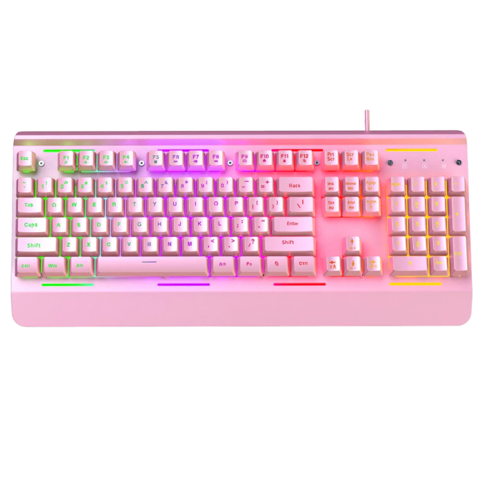 TECKNET Wired Gaming Keyboard, 2.4G USB Computer Keyboards, 7-Color & 4 Modes Backlit, Whisper Quiet Switches, Full Size Quiet Keyboard for Windows Desktop, PC, Laptop, Gaming