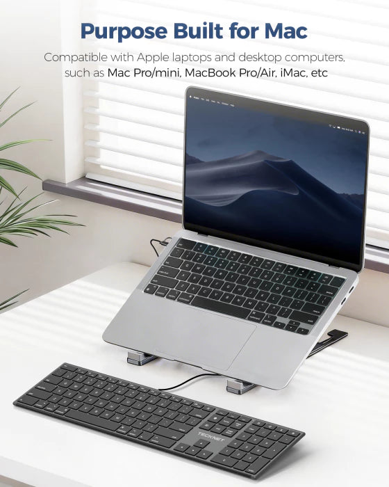 TECKNET Slim Silent Wired Keyboard, Mac Compatible (USB & Type-C), TK-KB049