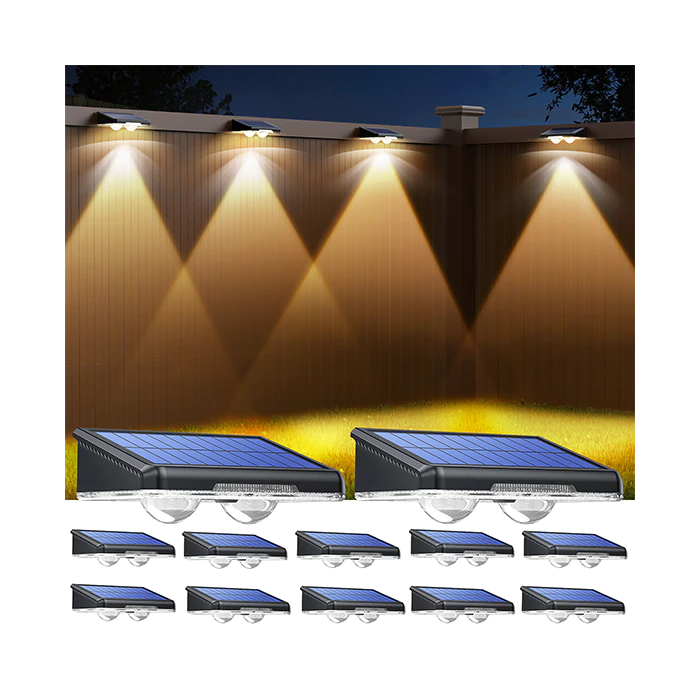 TECKNET Solar Fence Lights Outdoor 3 Modes 3500K/4500K/6500K