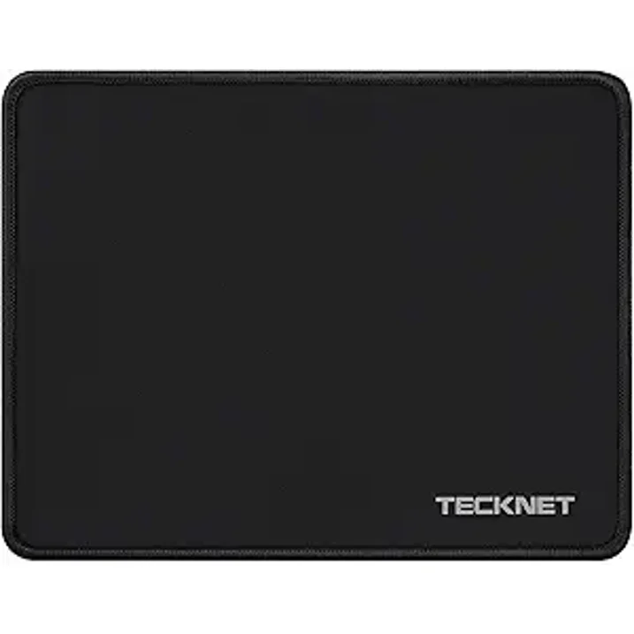 TECKNET BASICS Mouse Pad with Anti-fray Stitching, Waterproof Non-Slip Base, Stitched Edges Gaming Mouse Mat for Laptop, Compatible with Laser/Optical Mice -Black