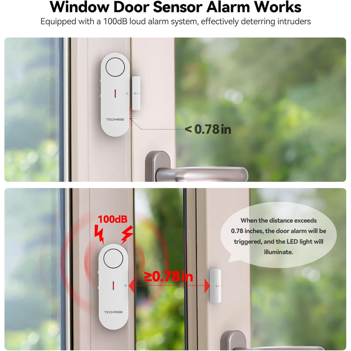 TECKNET BASICS 2-in-1 Alarm & Chime, Easy-to-Install Door Alarm Sensor, 3-Level Volume Adjustment, Pool, Kids & Home Safety (3 Pack)