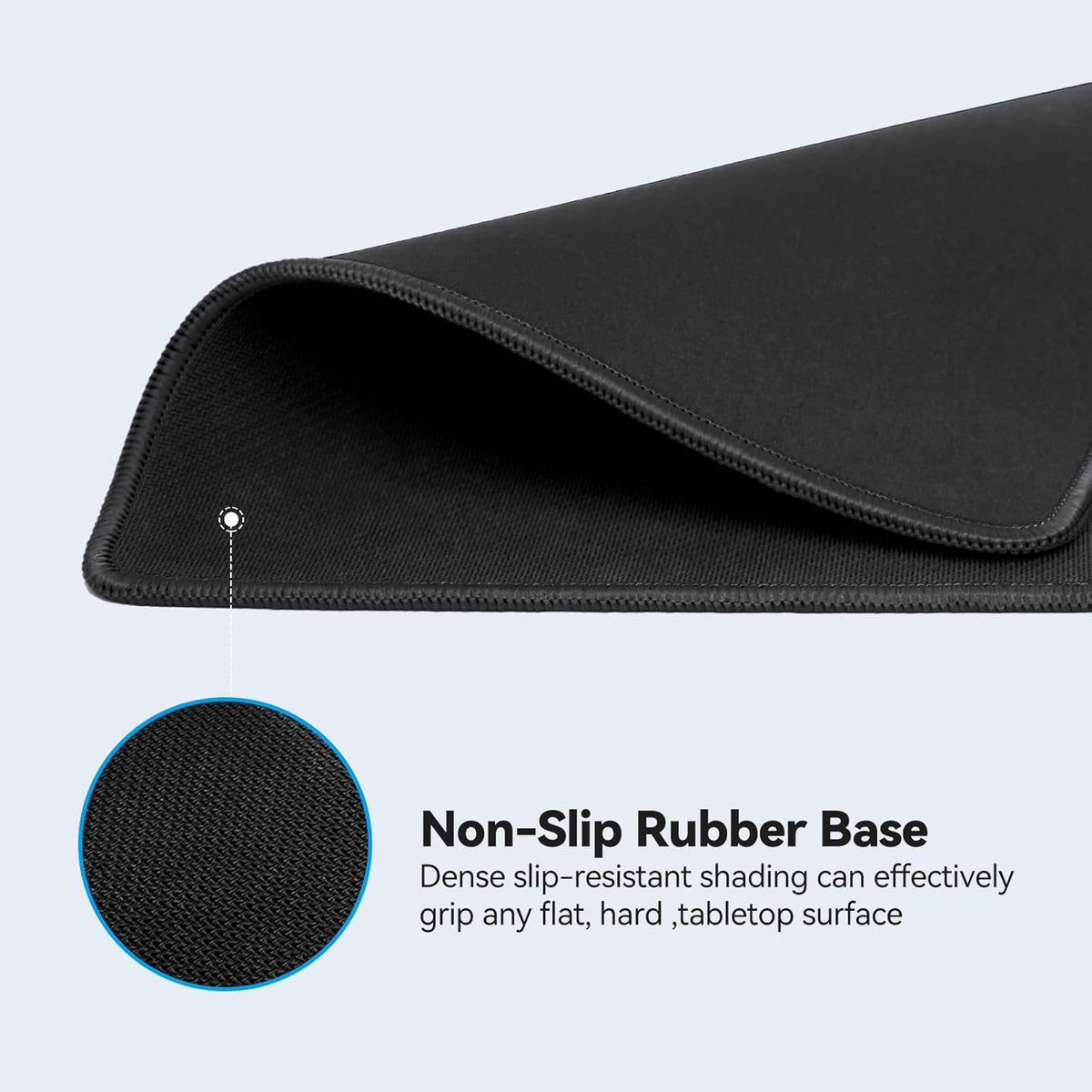 TECKNET BASICS Mouse Pad with Anti-fray Stitching, Waterproof Non-Slip Base, Stitched Edges Gaming Mouse Mat for Laptop, Compatible with Laser/Optical Mice -Black