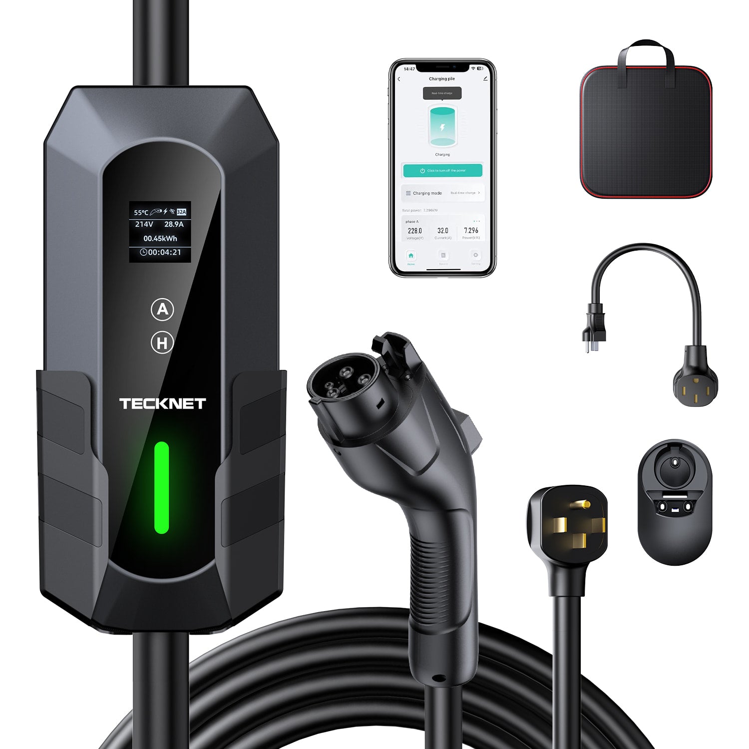 Tecknet 32A Level 2 Portable EV Charger