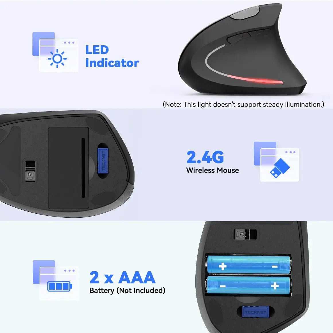 TECKNETTECKNET 2.4G Ergonomic Wireless Mouse With 4800 DPI