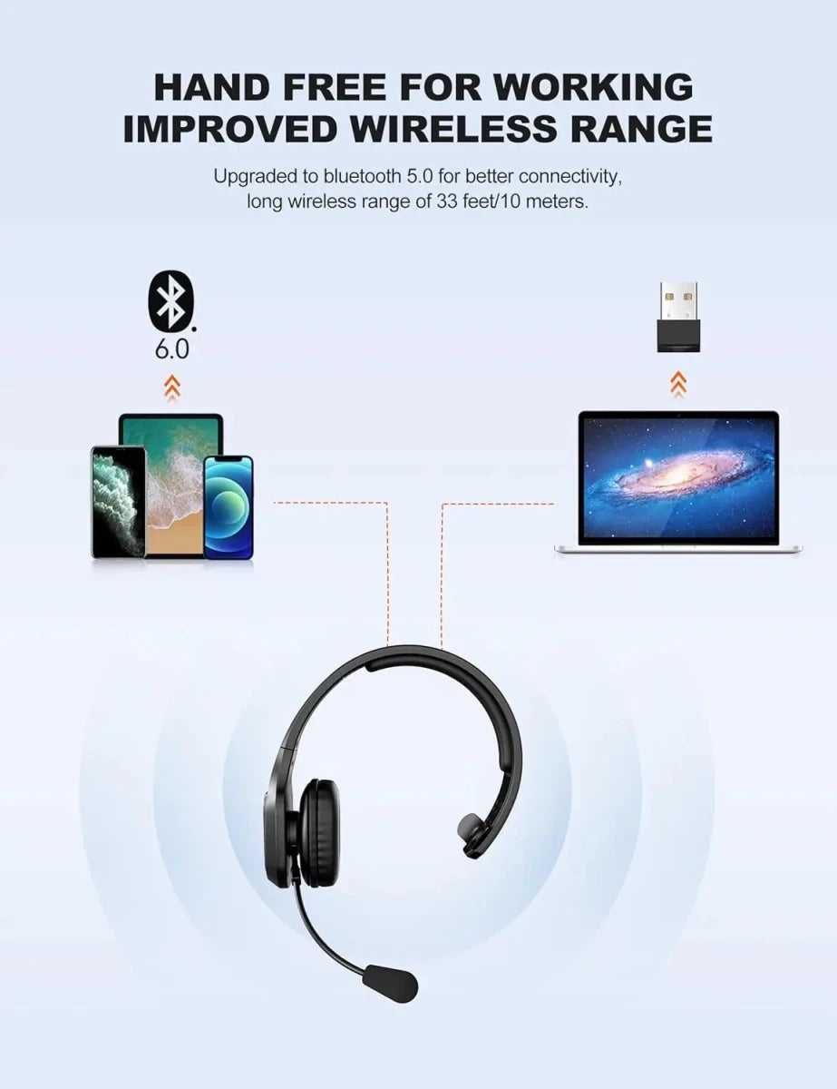 TECKNETTECKNET Bluetooth Headset With Mic Noise Canceling