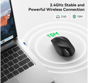 TECKNETTECKNET Classic Wireless Mouse 2.4G Optical USB Mouse for PC Laptop, 3200 DPI, 6 Adjustable DPI Levels, Battery Life 30 Months, Nano - Receiver