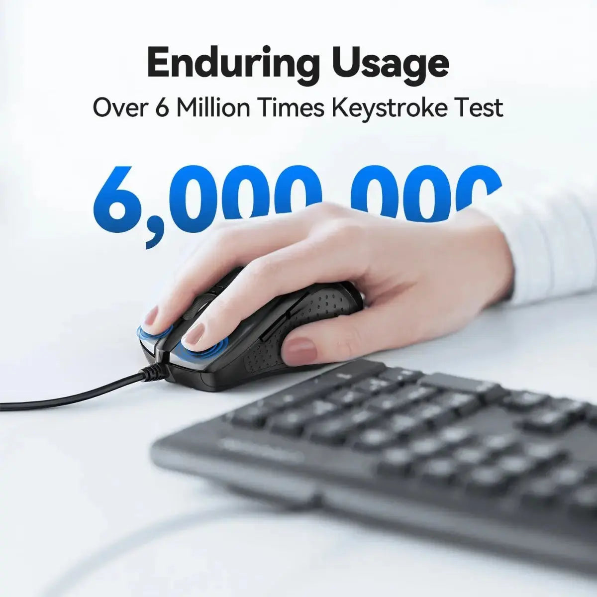 TECKNET UM013 Wired Ergonomic Mouse Over 6‑Million Keystroke Endurance Test Durable for Long‑Time Office Use