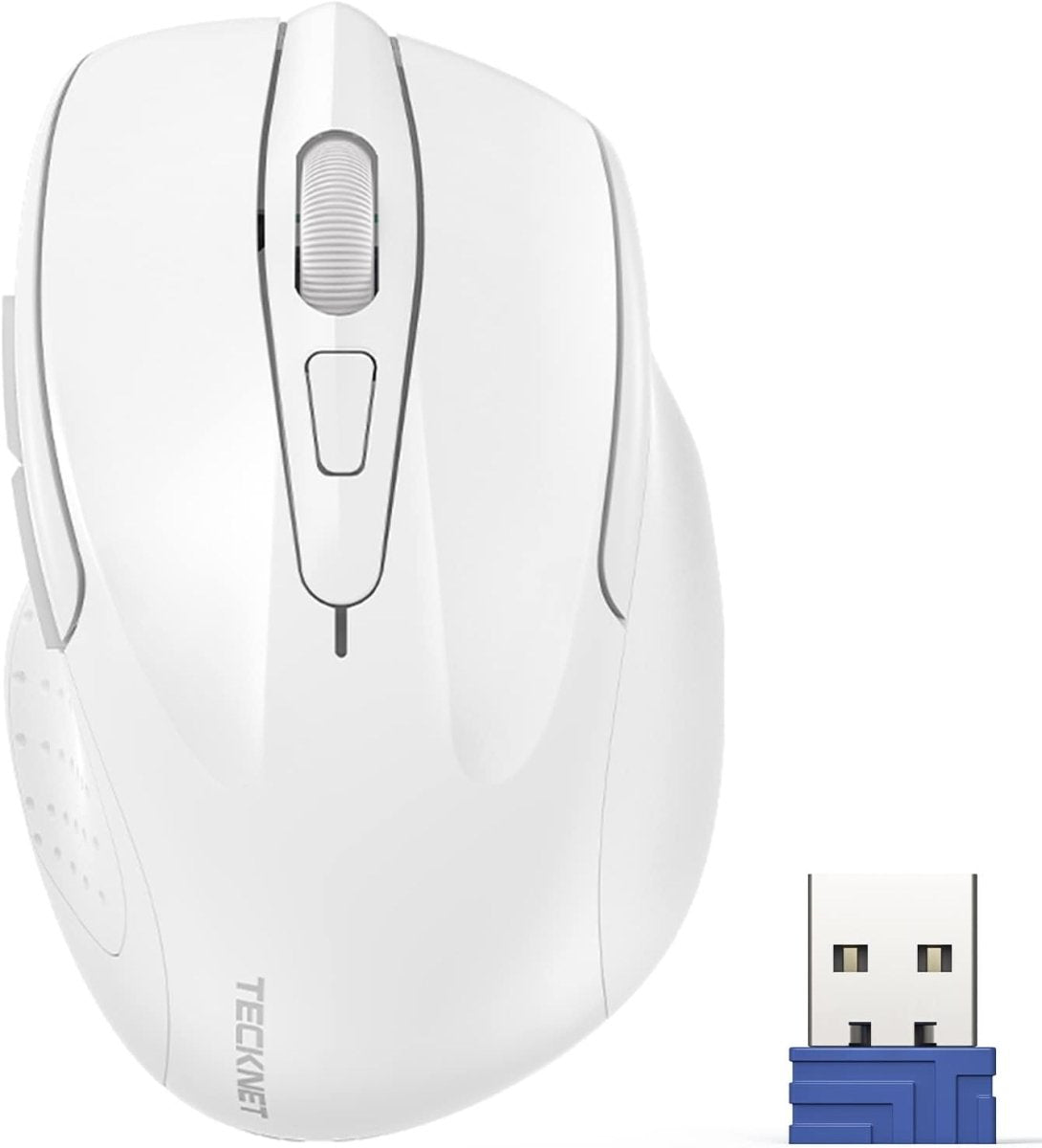 TECKNET Wireless Mouse, 2.4G Ergonomic Optical Mouse, Computer Mouse for Laptop, PC, Computer, Chromebook, Notebook, 6 Buttons, 24 Months Battery Life, 2600 DPI, 5 Adjustment Levels