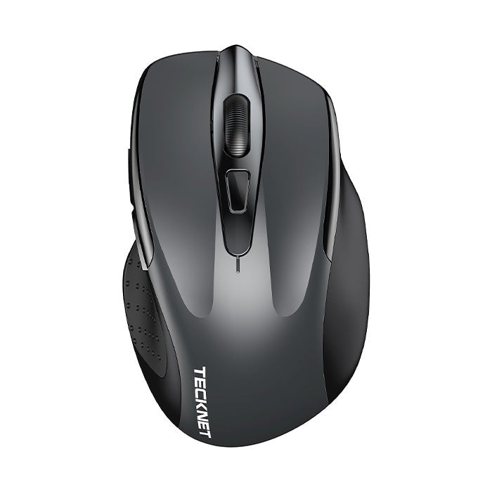 TECKNET Classic Tri‑Mode Wireless Silent Grey Mouse MS307 Ergonomic Dual‑Device Bluetooth & USB Connection 6‑Level Adjustable DPI Auto‑Sleep Plug‑and‑Play