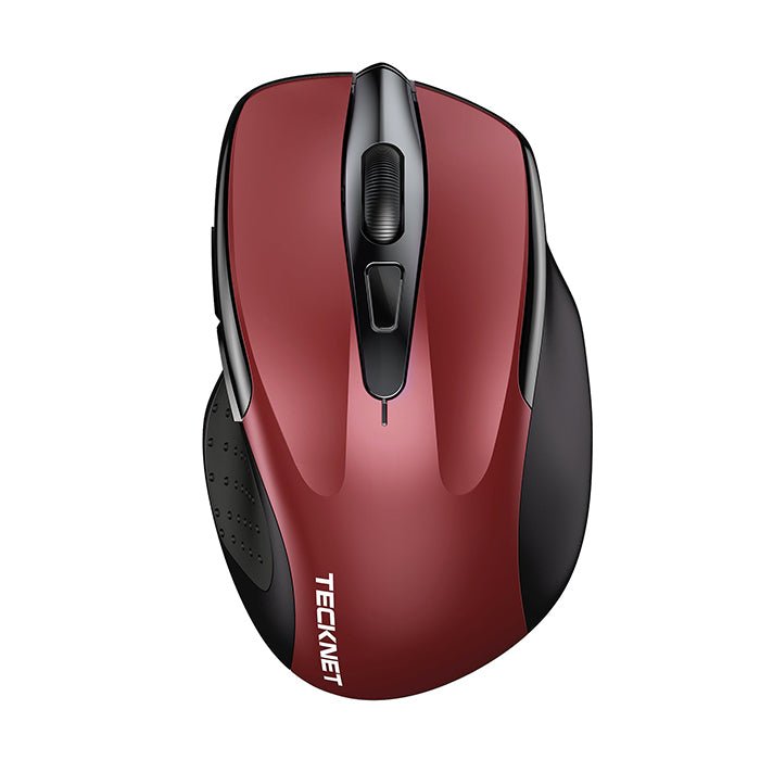TECKNET Classic Tri‑Mode Wireless Silent Red Mouse MS307 Ergonomic Dual‑Device Bluetooth & USB Connection 6‑Level Adjustable DPI Auto‑Sleep Plug‑and‑Play