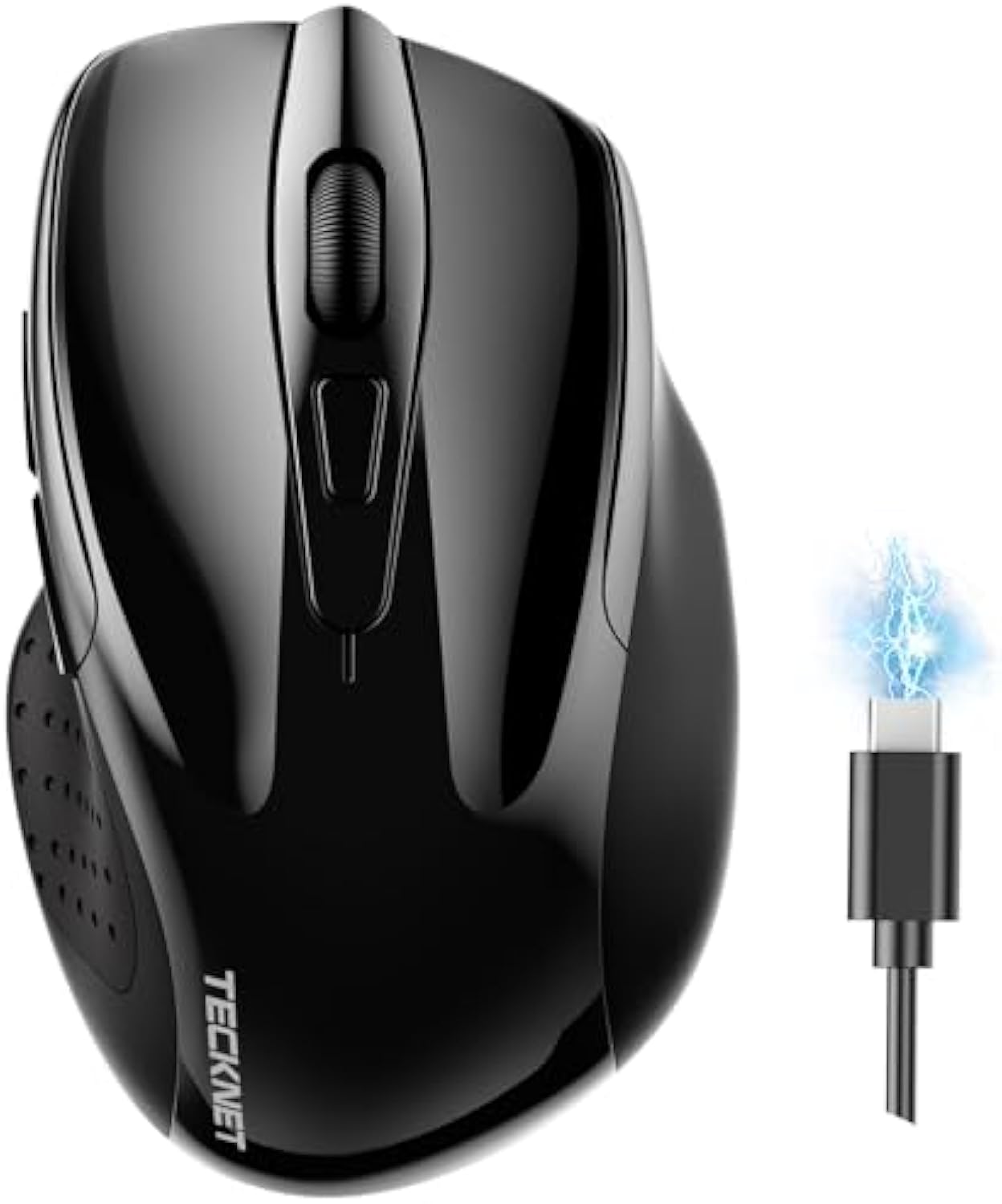 TECKNET Wireless Mouse (BT5.0/3.0 & 2.4G) Rechargeable 4800 DPI Silent USB A & Bluetooth Mouse 6 Buttons, Wide Compatibility