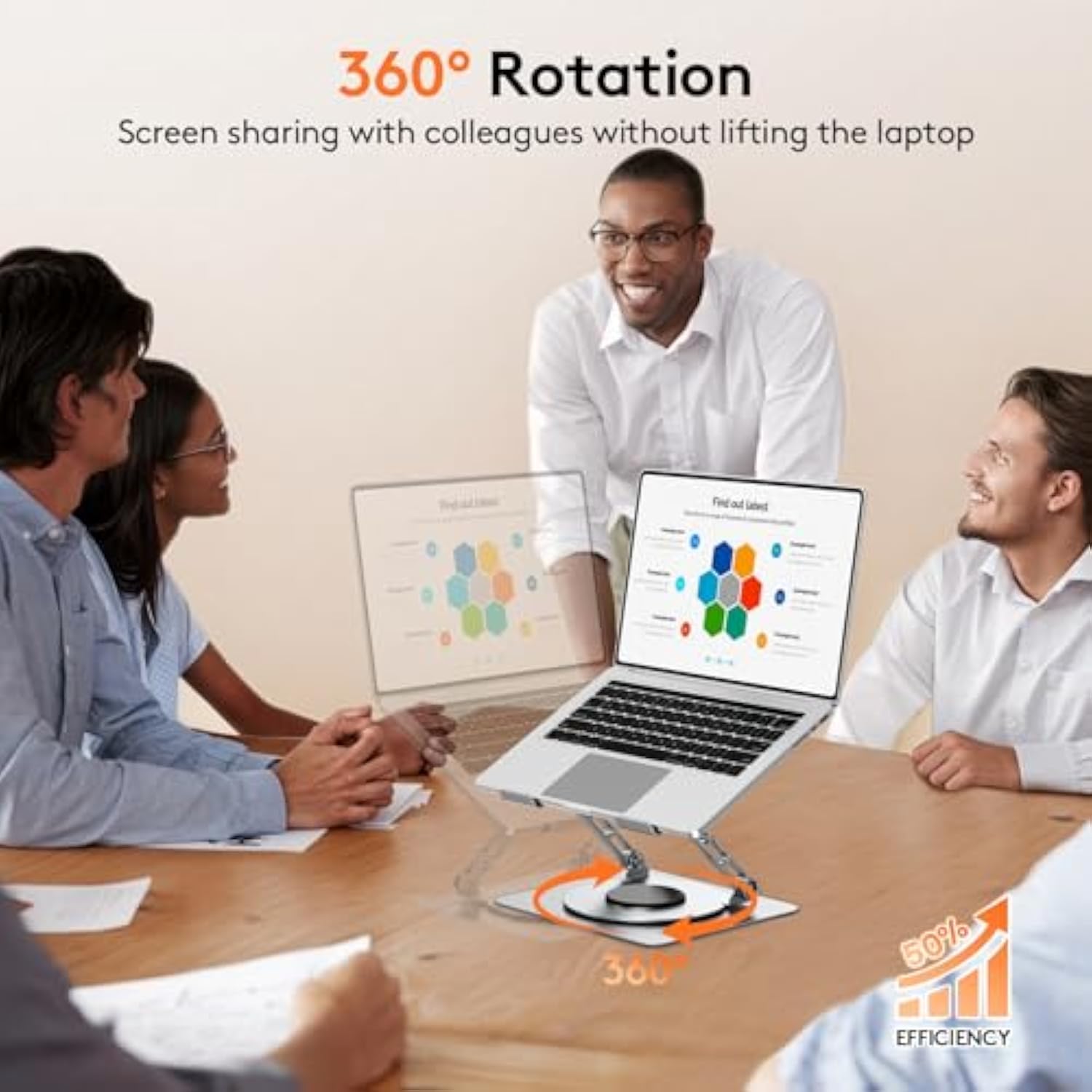 TECKNET Laptop Stand for Desk, 360 Rotating Base