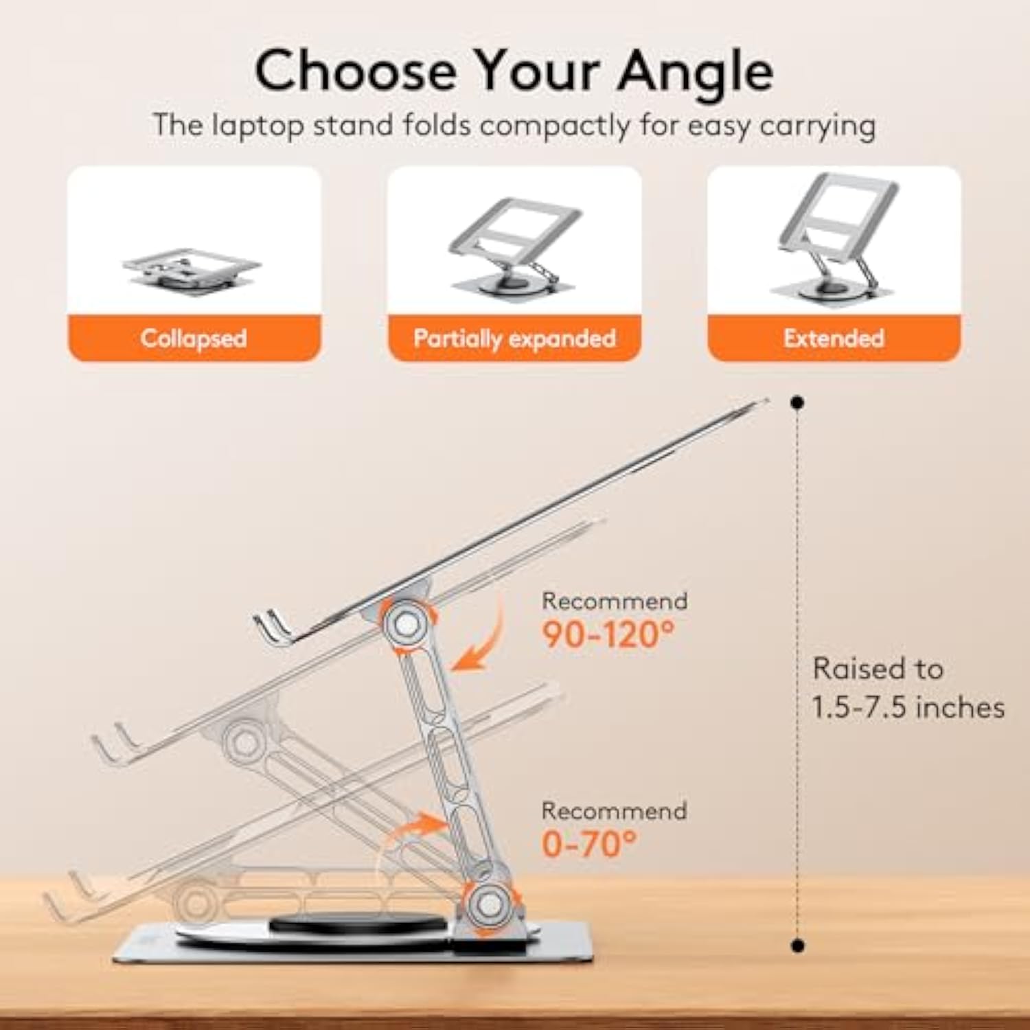 TECKNET Laptop Stand for Desk, 360 Rotating Base