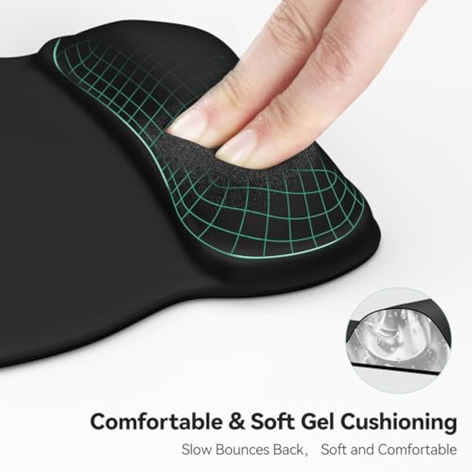 TECKNET Gel Mouse Pad with Wrist Rest, Ergonomic Office Mousepad with Wrist Support - Non-Slip & Smooth Surface Comfortable Desk Accessories Mat for Office, Gaming and Study