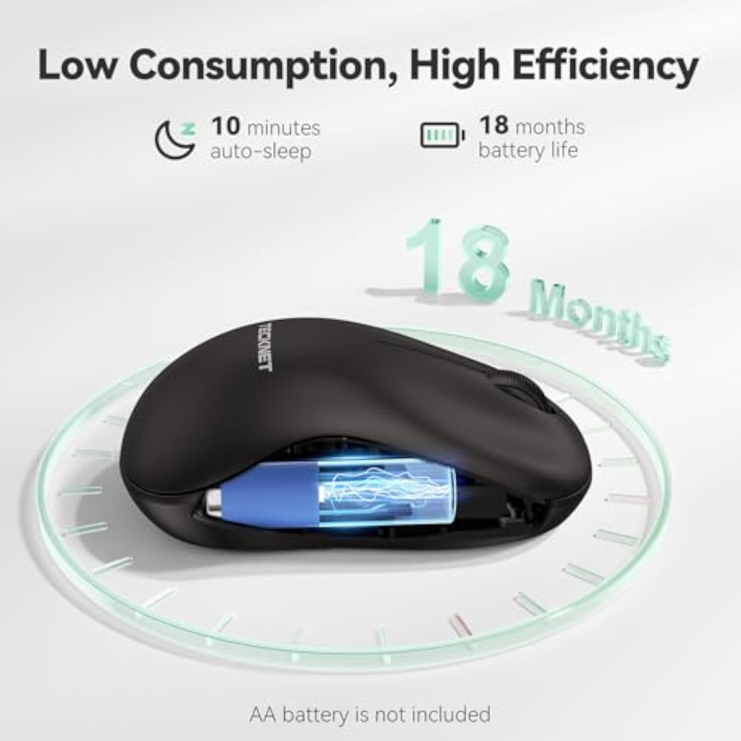 TECKNET Wireless Mouse for Laptop, 2.4G Silent Computer Mouse Quiet Click with 5 DPI Levels,Contoured Grip,Small Portable 30 Months Battery Cordless Mice for PC, Chromebook, Mac