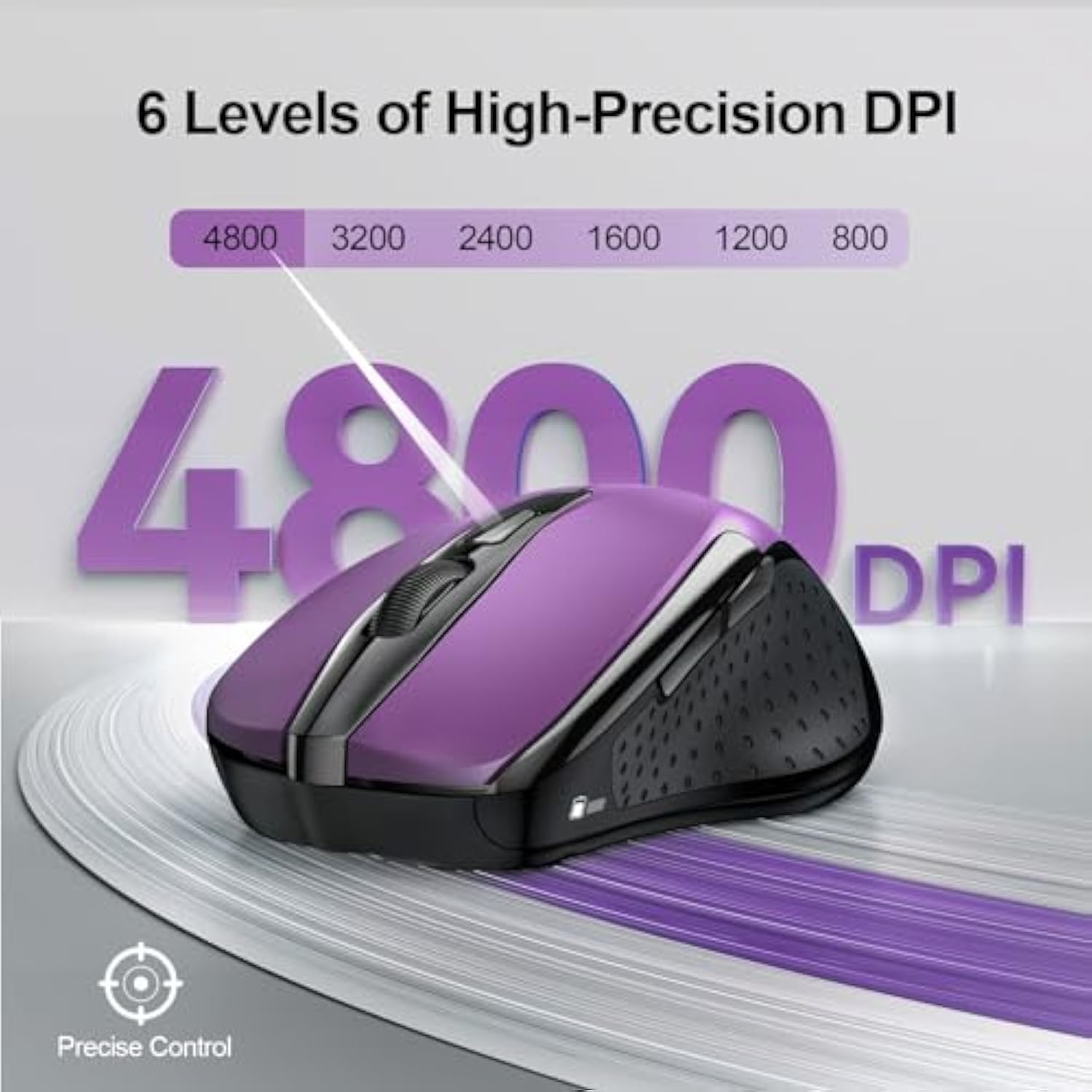 TECKNET Wireless Mouse (2.4G & BT5.0/3.0) Silent 4800 DPI Computer USB A & Bluetooth Mouse 6 Buttons, Wide Compatibility