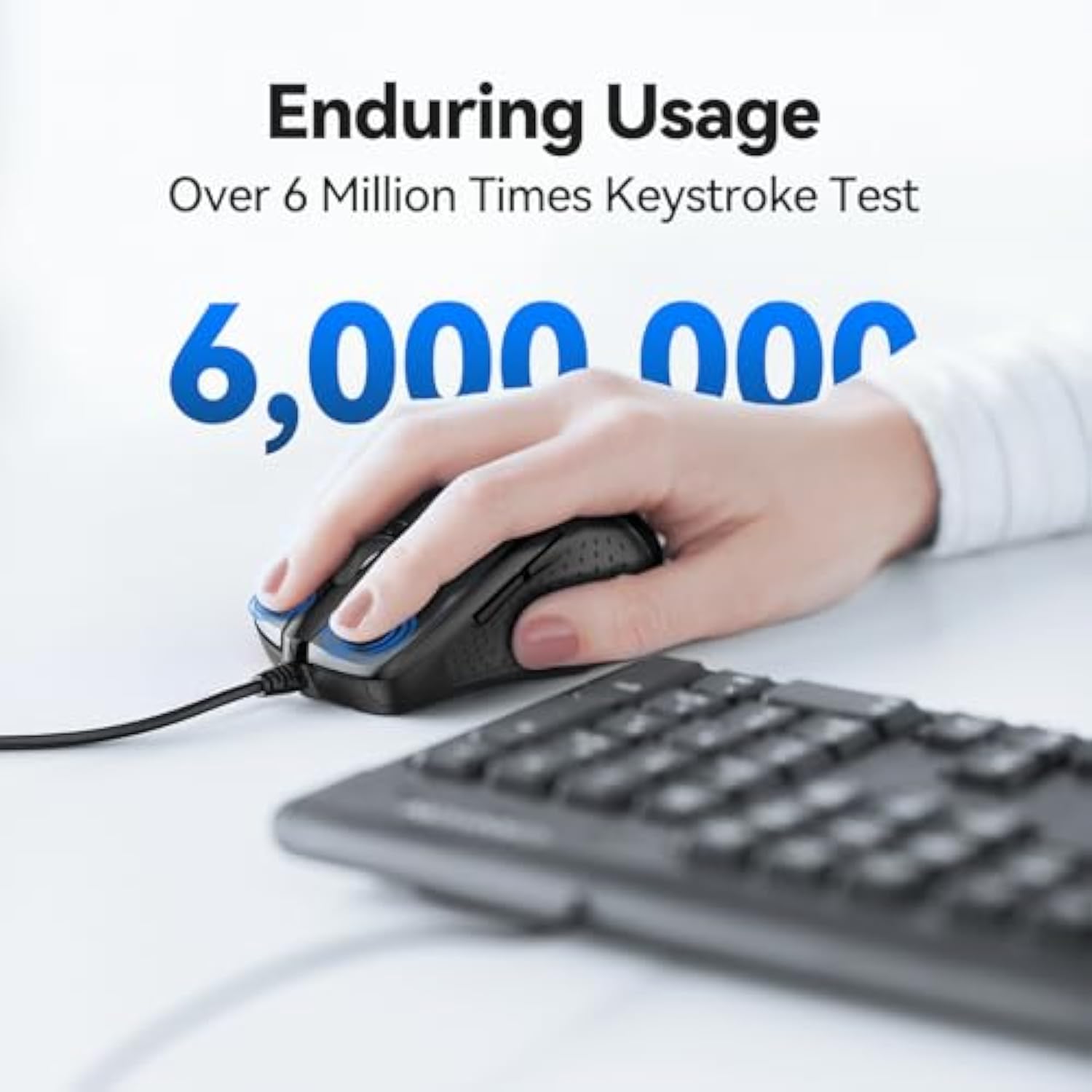 TECKNET USB Wired Mouse, 6-Button Corded Computer Mouse with 4 Adjustable DPI, Optical Computer Mice with Ergonomic Design and 5FT Cord for Laptop, Chromebook, PC, Desktop, Mac, Notebook