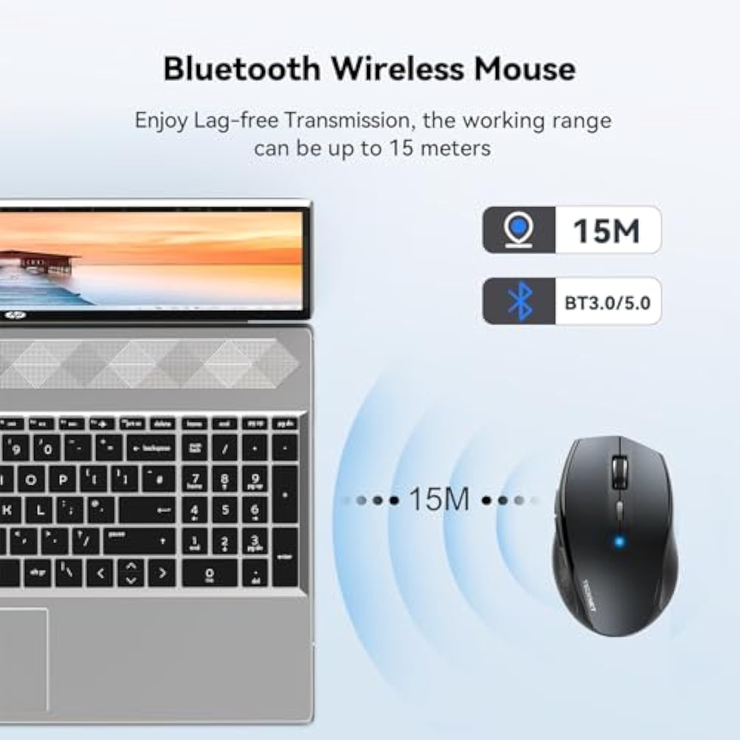 TECKNET Bluetooth Mouse, 4800 DPI Wireless Mouse, 2-Year Battery 6 Adjustable DPI, 6 Buttons Compatible with Laptop/Windows/Computer