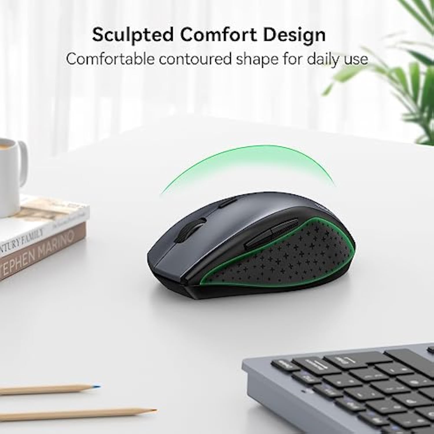 TECKNET Wireless Mouse, 2.4G USB Computer Mouse with 6-Level Adjustable 4800 DPI, Silent Quiet Click,30 Months Battery, Ergonomic Grips, 6 Buttons Portable for PC, Chromebook, Mac