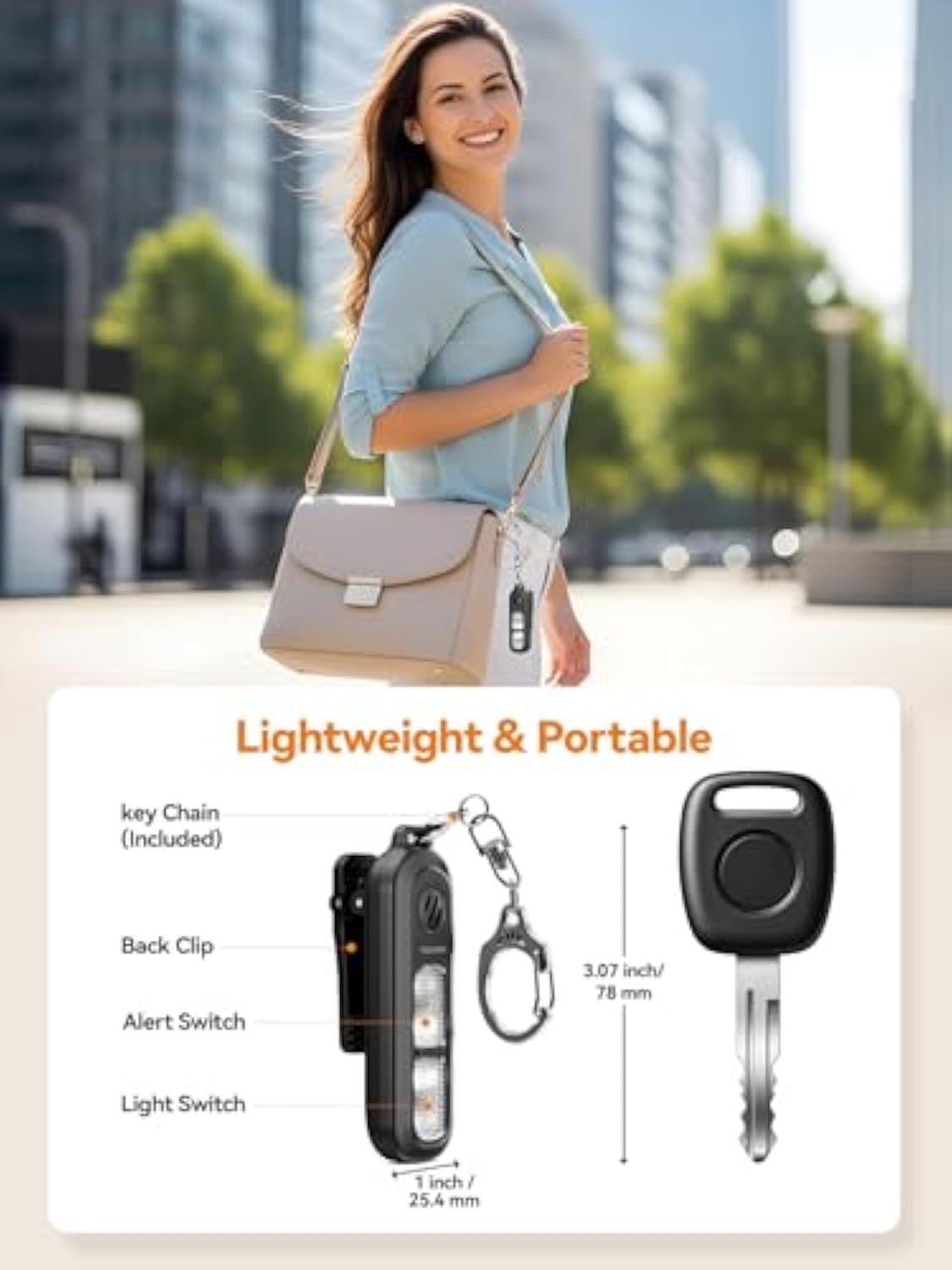 TECKNET Clip on Flashlight & 130dB Alarm 2-in-1, Rechargeable