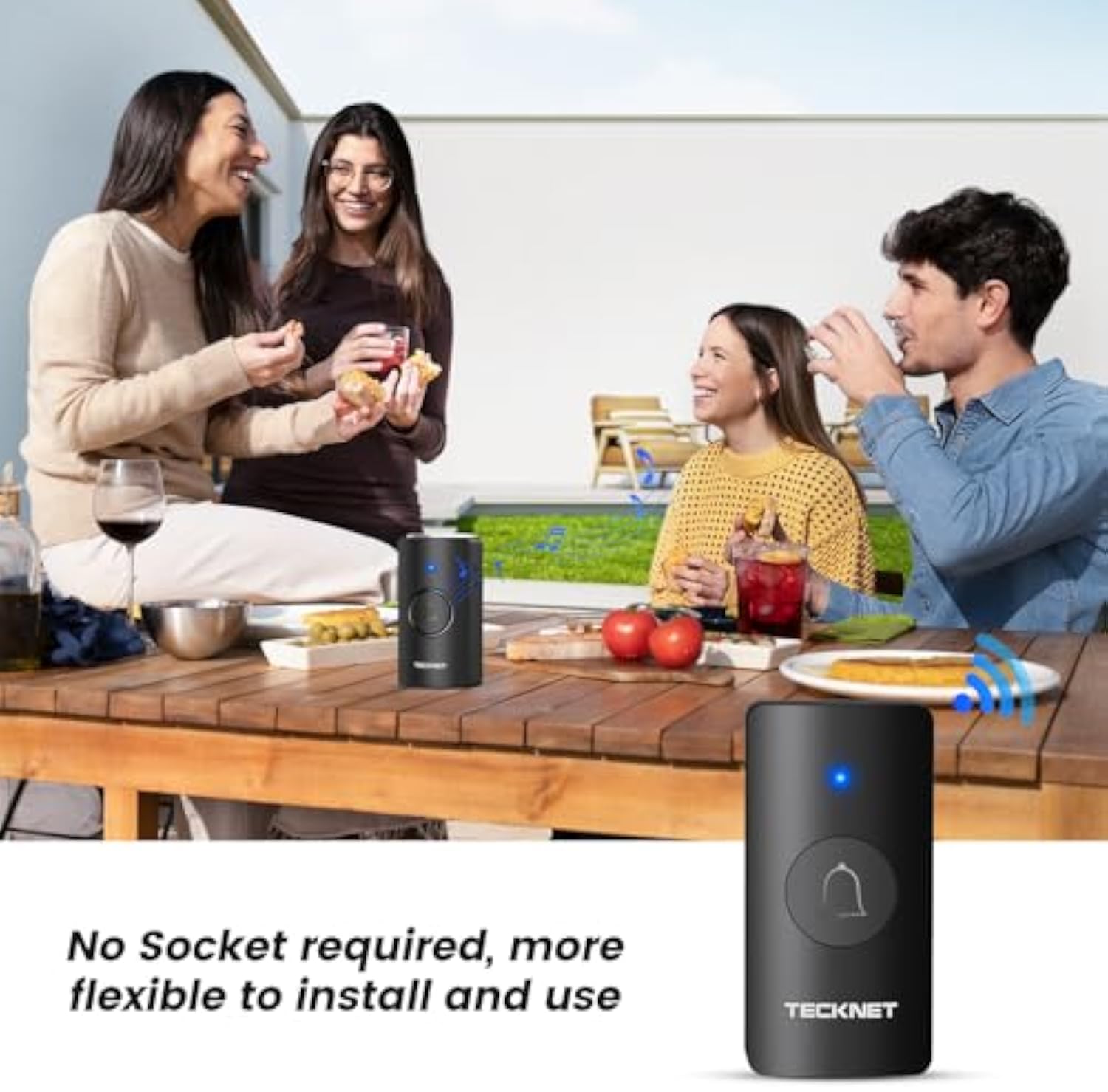 TECKNET Wireless Doorbell, Battery-Powered Door Bell Ringer with 1400ft Range