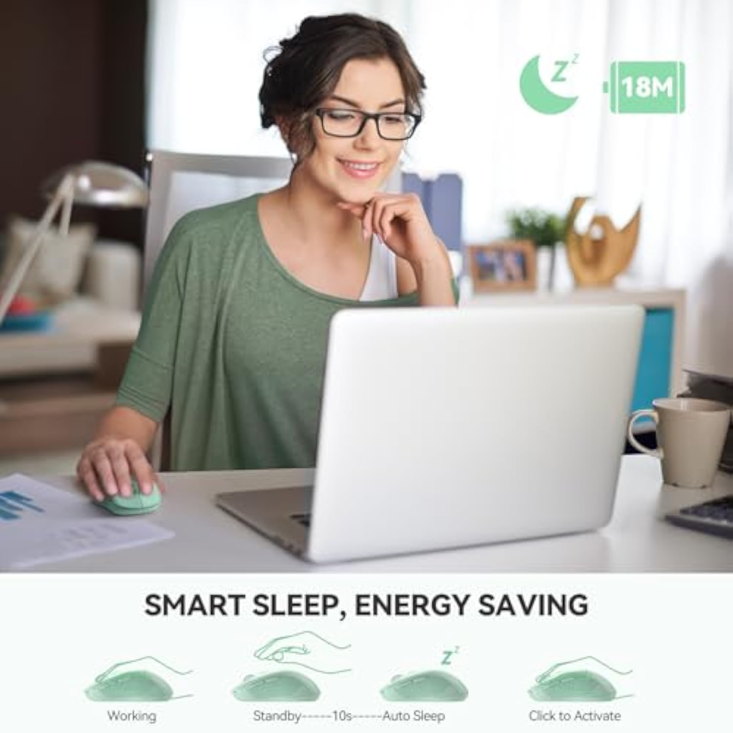 TECKNET Bluetooth Mouse, 4000DPI Wireless Mice for Laptop 2-in-1(BT 5.0/3.0+2.4Ghz) Computer Mouse with USB Receiver for Mac