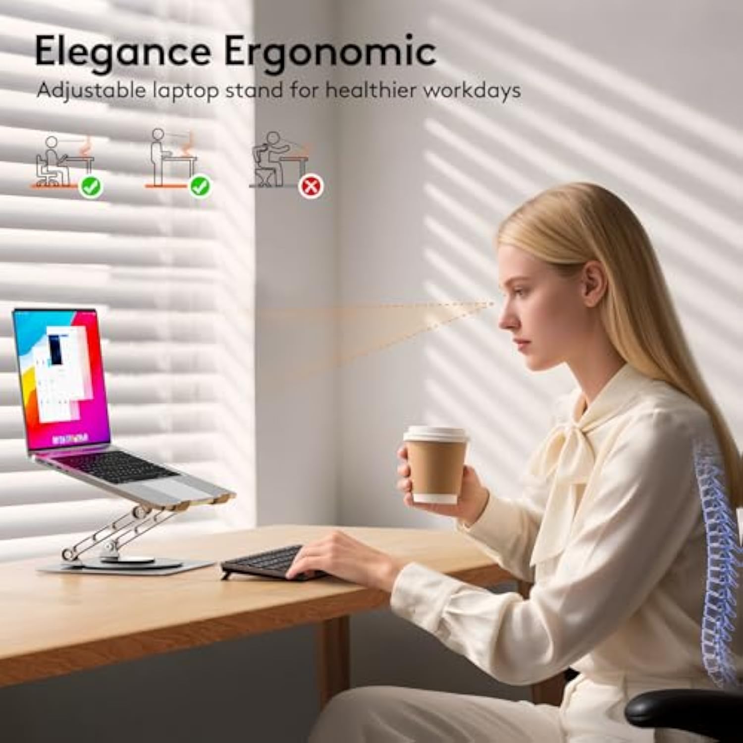 TECKNET Laptop Stand for Desk, 360 Rotating Base