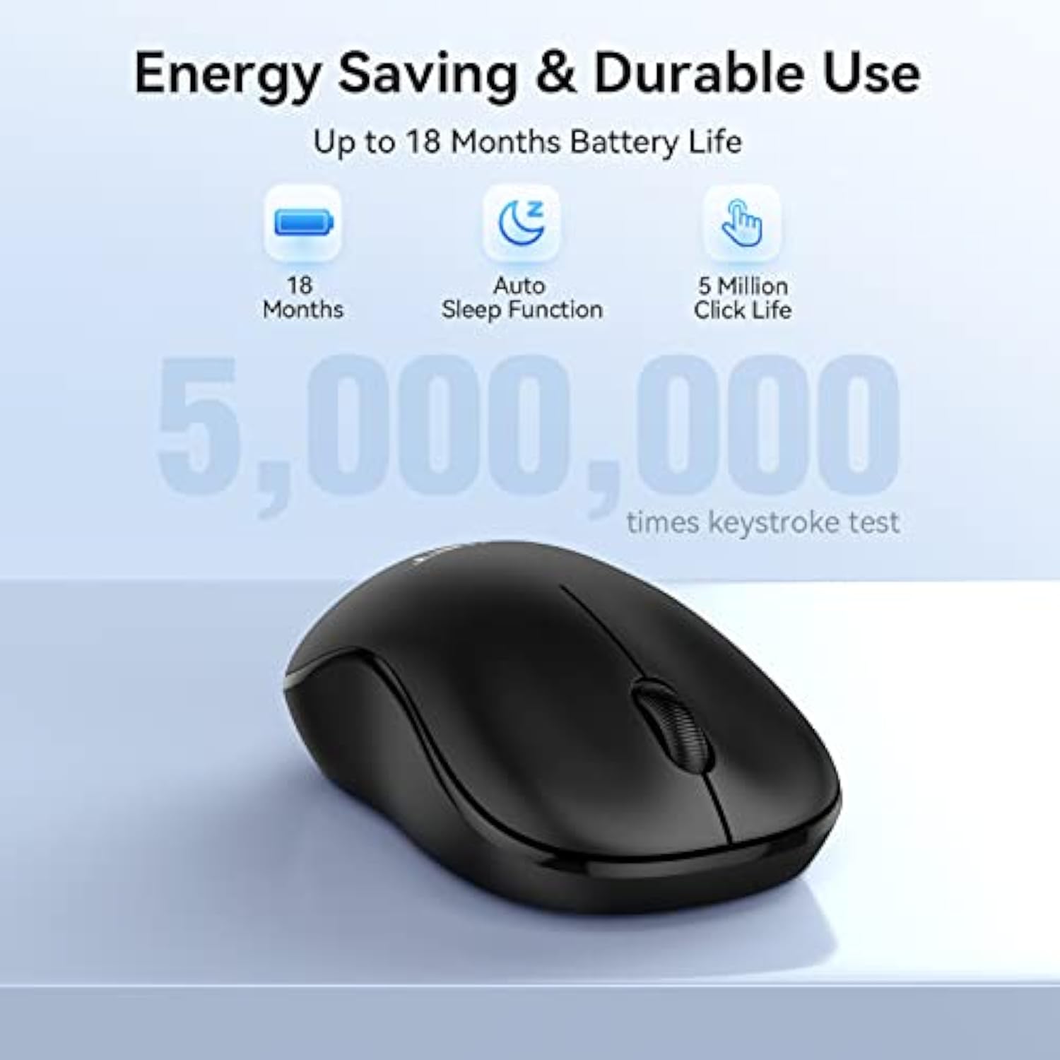 TECKNET Wireless Mouse for Laptop, 2.4G Silent Computer Mouse Quiet Click with 5 DPI Levels,Contoured Grip,Small Portable 30 Months Battery Cordless Mice for PC, Chromebook, Mac